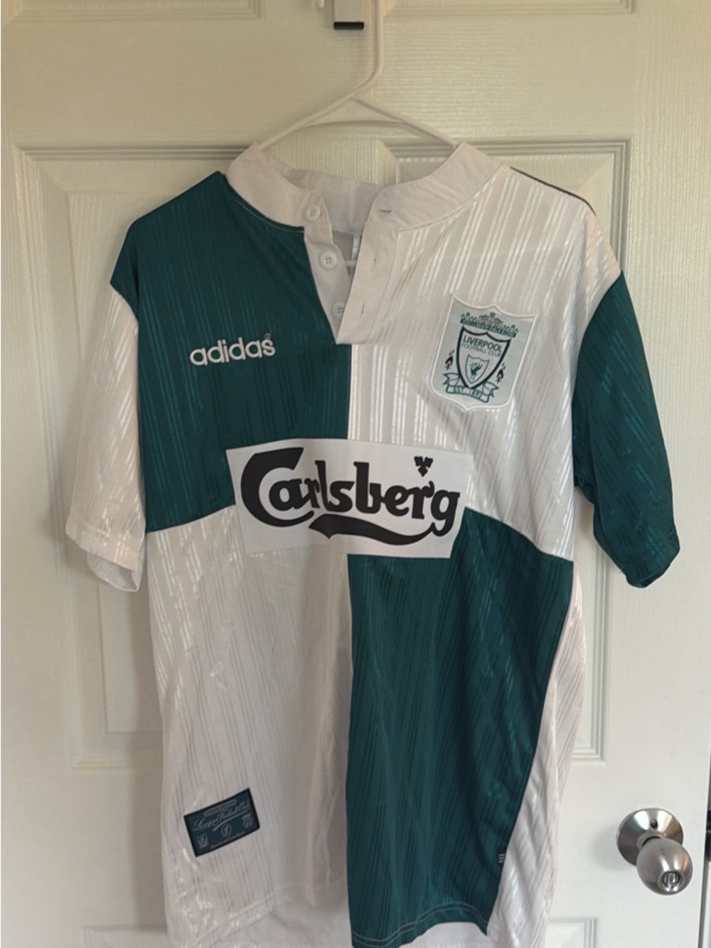 adidas Green & White Liverpool Soccer Jersey - Robbie Fowler
